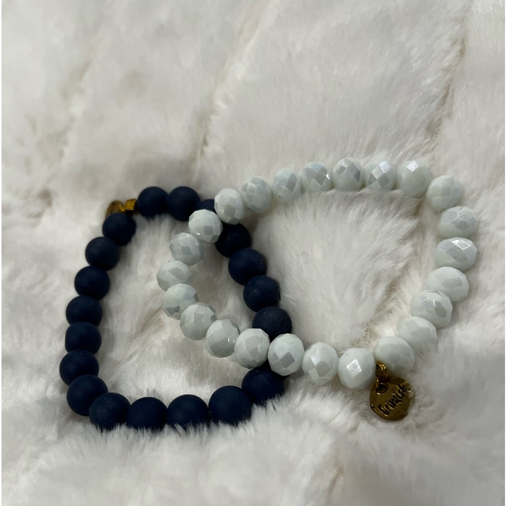 Navy and white bracelet set